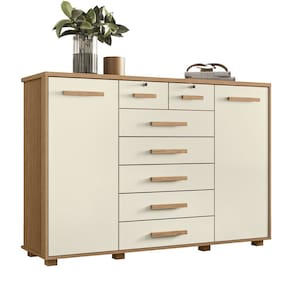 Cômoda Para Quarto 7 Gavetas 160cm Fontaine A02 Off/Freijó - Mpozenato