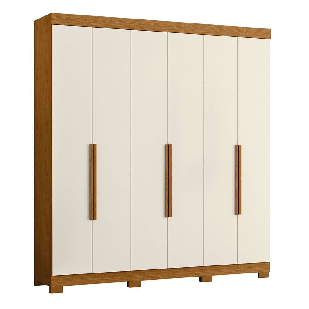 Guarda Roupa Casal 200cm 6 Portas Viny A02 Off/Cinamomo - Mpozenato
