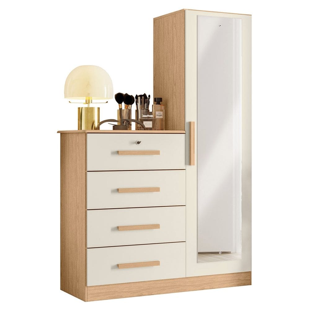 Cômoda Para Quarto 109cm 1 Porta Belize Plus Off/Freijó     - Albatroz