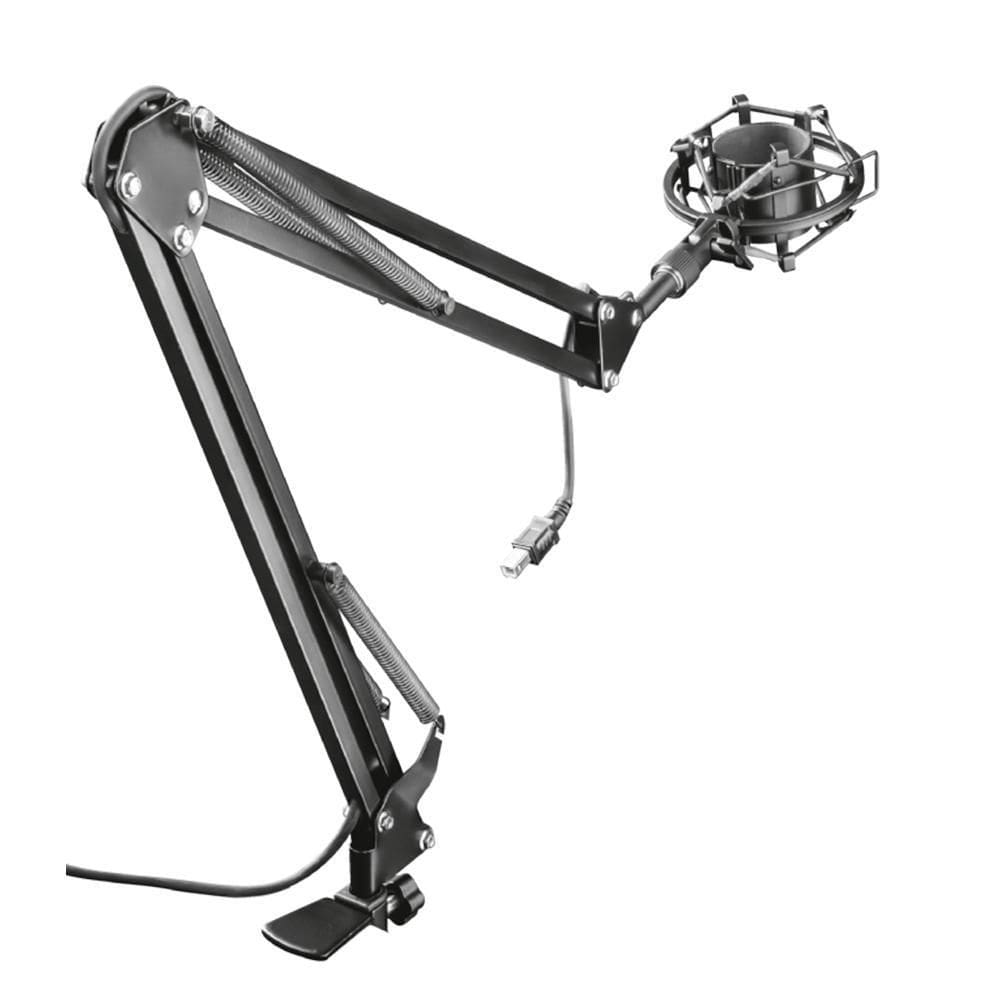 Suporte Articulado Trust GTX 253, Microfone, USB-B, Braço Articulado de Mesa, Cabo de 290 Cm, Preto