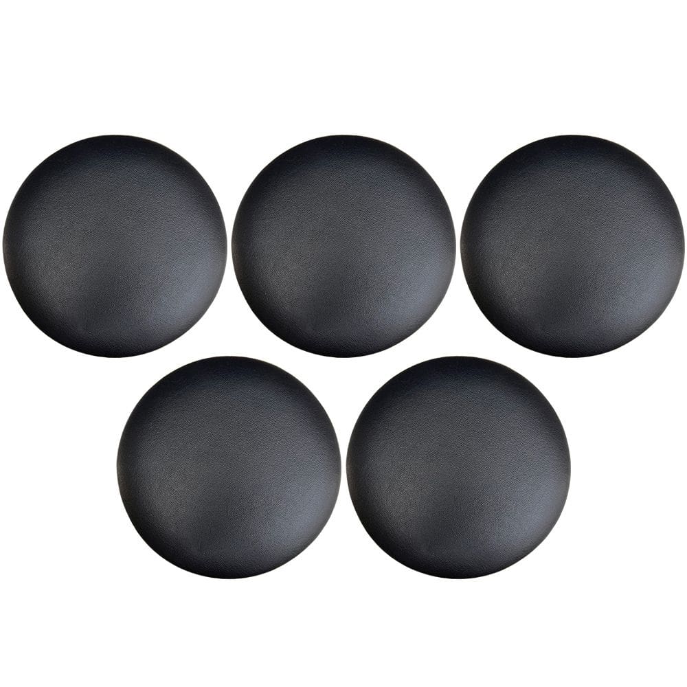 Kit 05 Assentos Redondo Banqueta Cadeira Estofados Poltronas H02 Corino Preto 35 cm - Lyam Decor