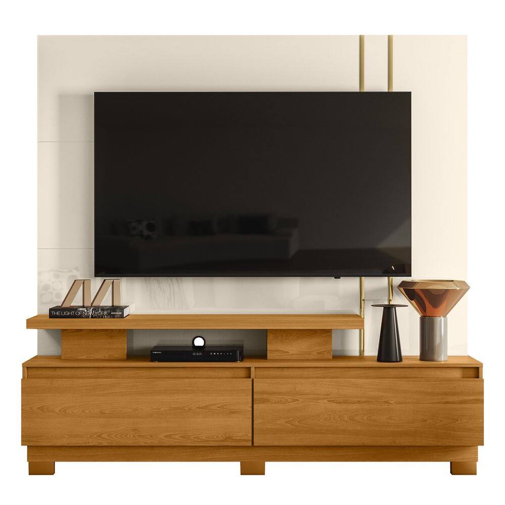 Estante Painel Para TV 75 Pol 183cm Luara Z10 Off/Cinamomo - Mpozenato