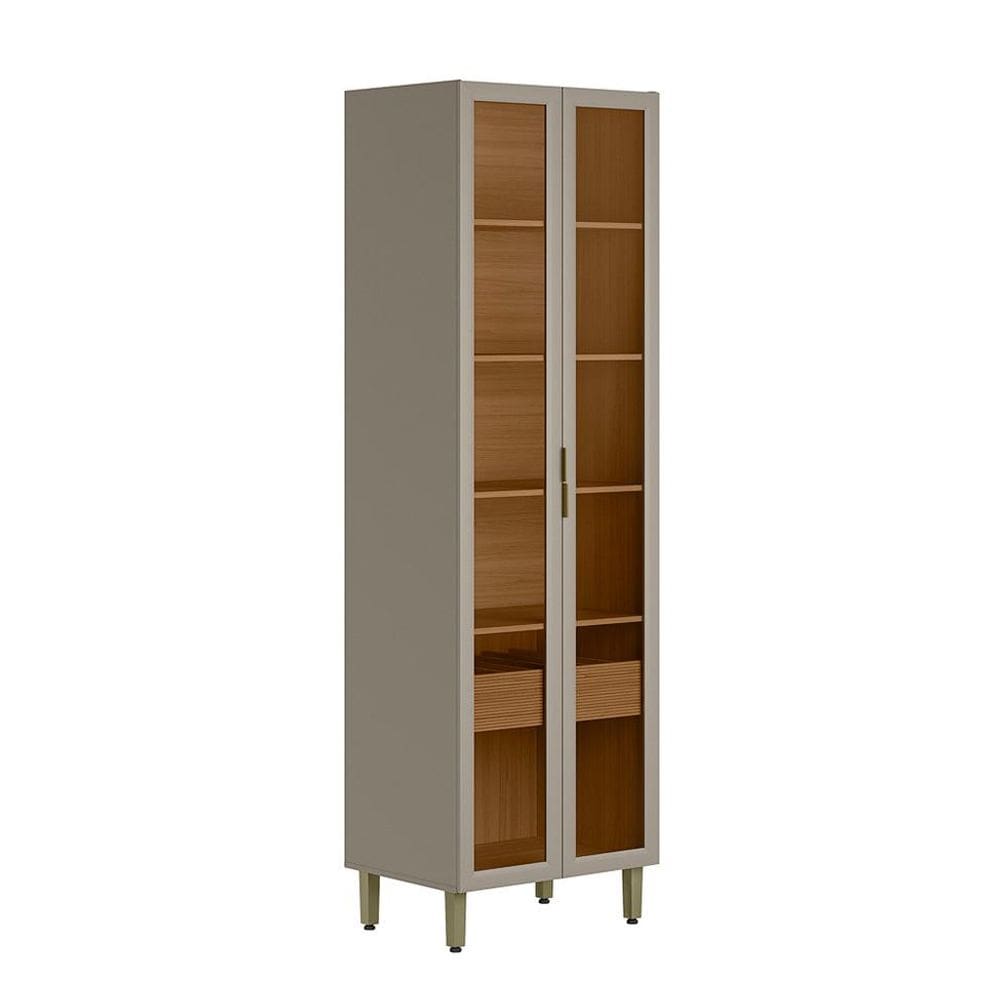 Cristaleira Allure 2 Portas 1 Gaveta Gris e Jequitibá