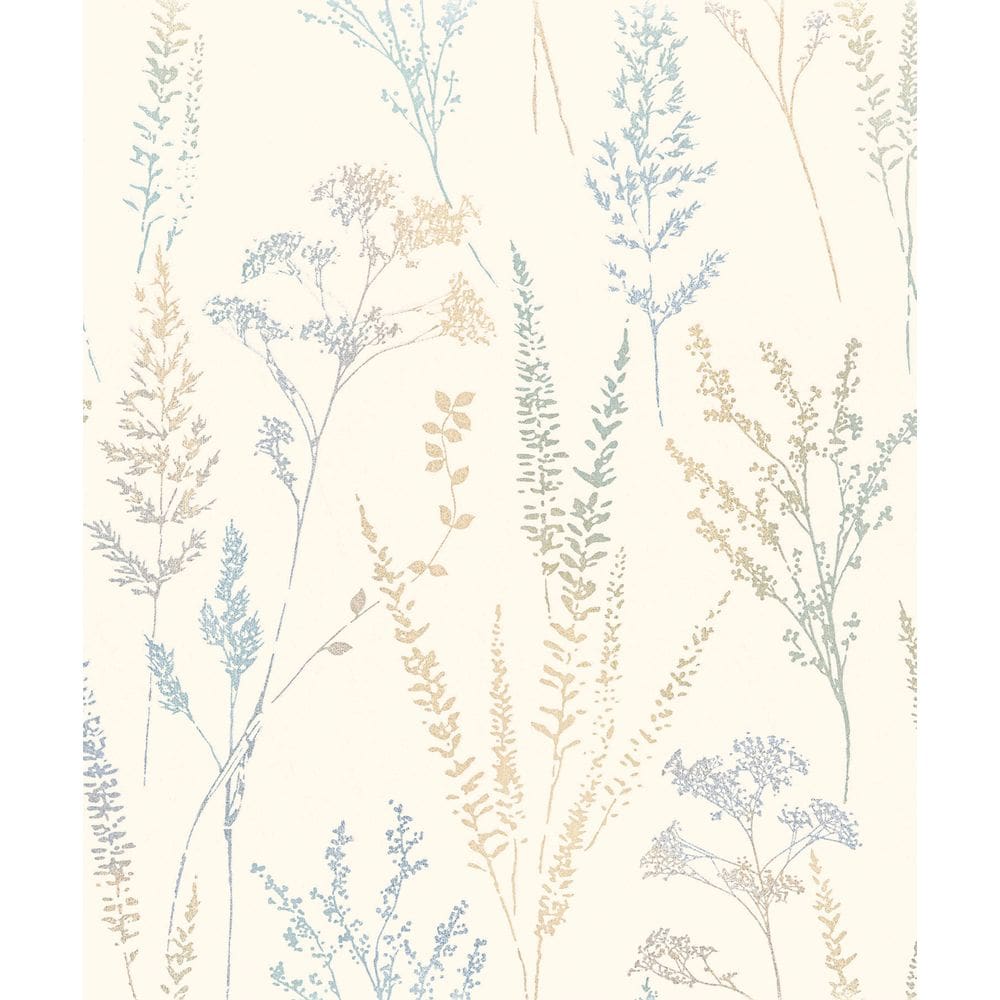 Papel de Parede Time Floral Verde e Azul UI3202