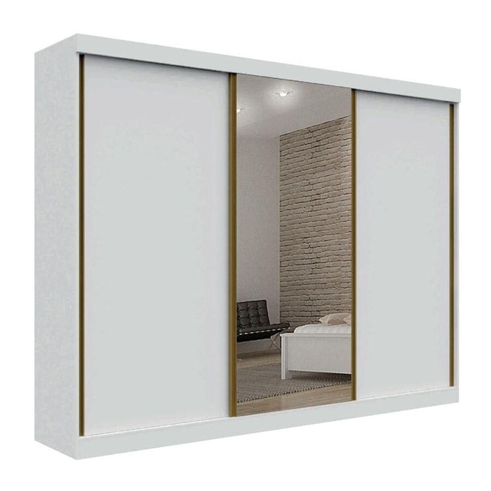 Guarda Roupa Casal Com Espelho 3 Portas 6 Gavetas - SP-branco - Leifer Móveis