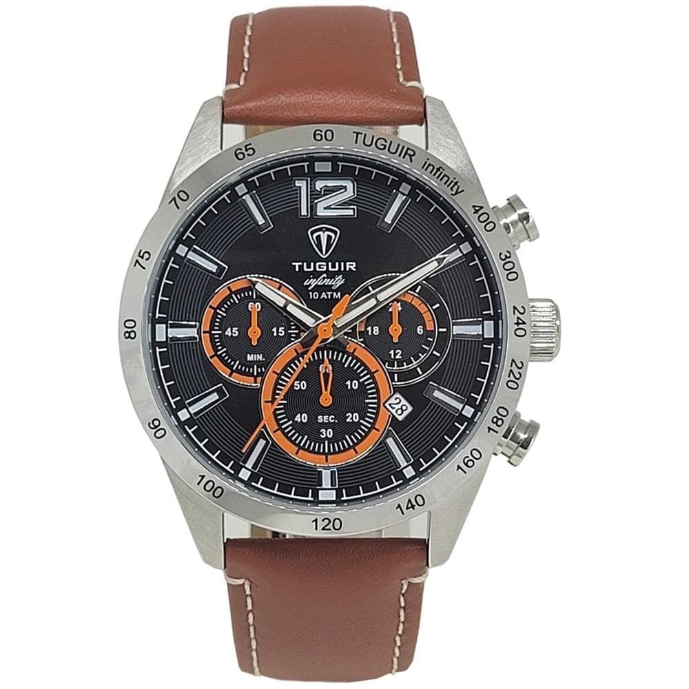Relógio Tuguir Masculino Ref: Tgi37070 Cronógrafo Aço Prateado