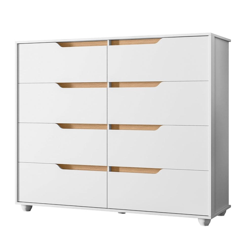 Cômoda Para Quarto 8 Gavetas 136cm Doble Flex Branco/Freijó - Albatroz