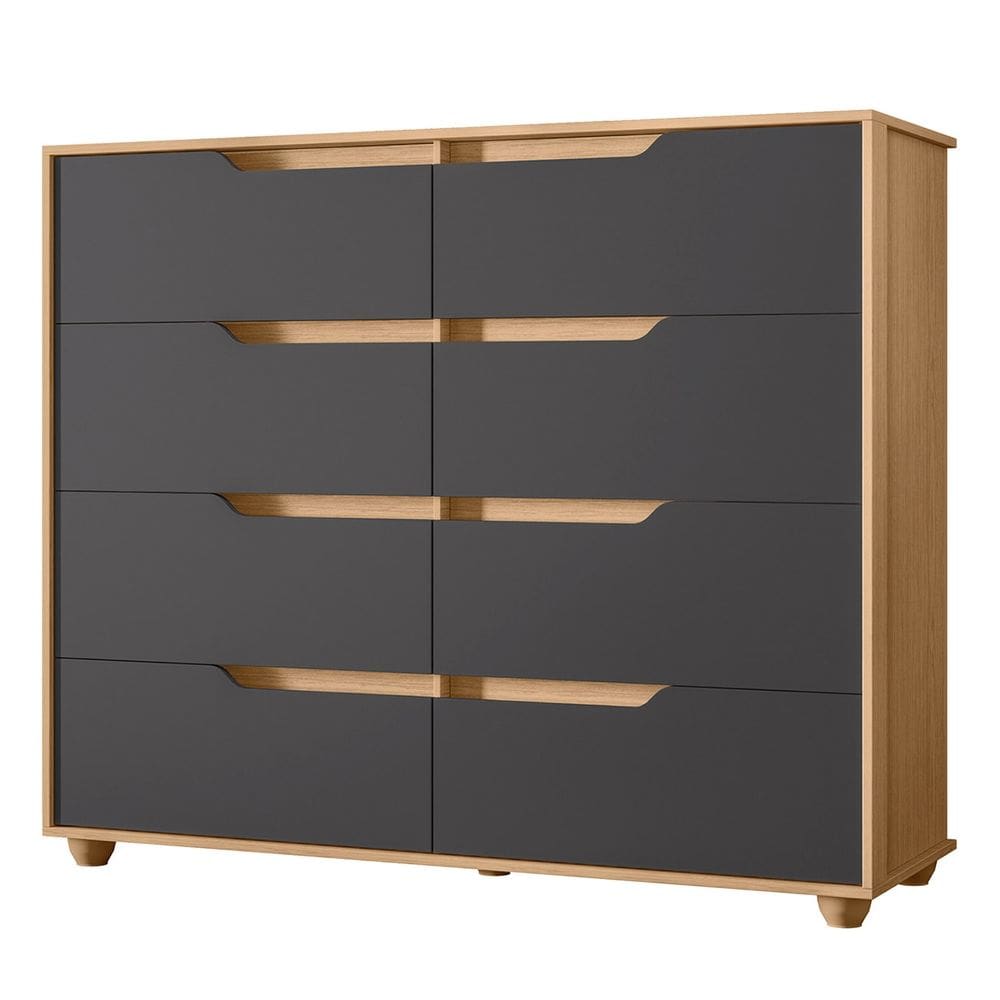 Cômoda Para Quarto 8 Gavetas 136cm Doble Flex Freijó/Titanium - Albatroz