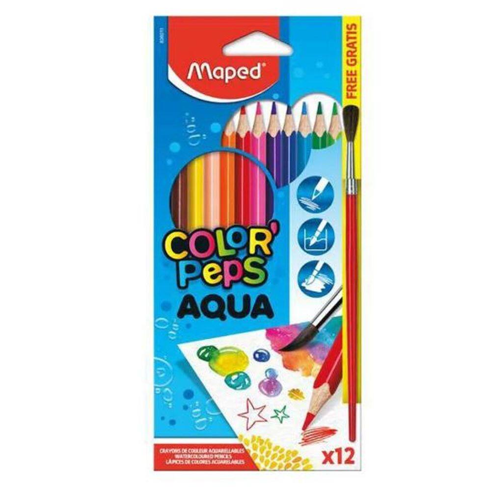 Lápis De Cor Color`Peps Aquarelável c/ 12 Cores + Pincel