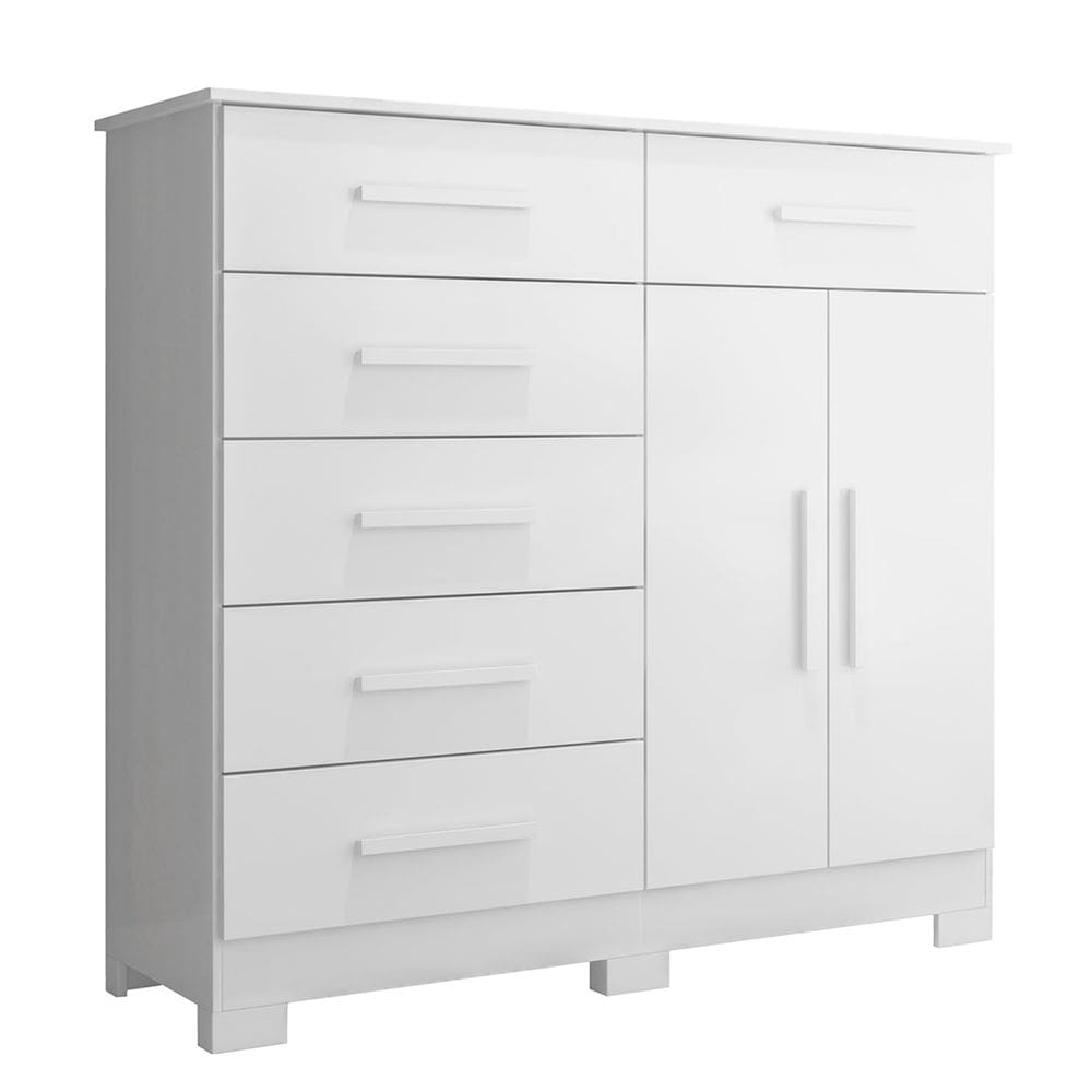 Cômoda Para Quarto 2 Portas 124cm Ester A02 Branco - Mpozenato