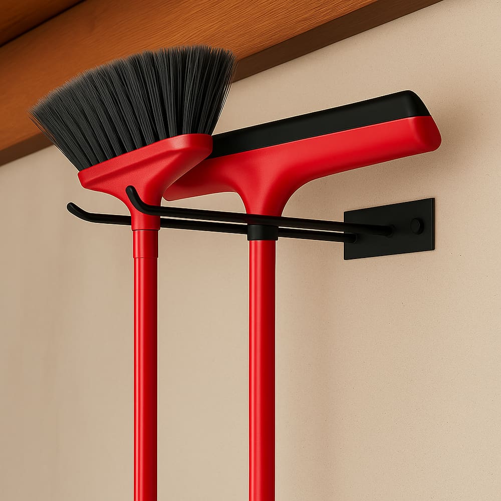 Suporte duplo de Vassoura | Rodinho de parede de ferro