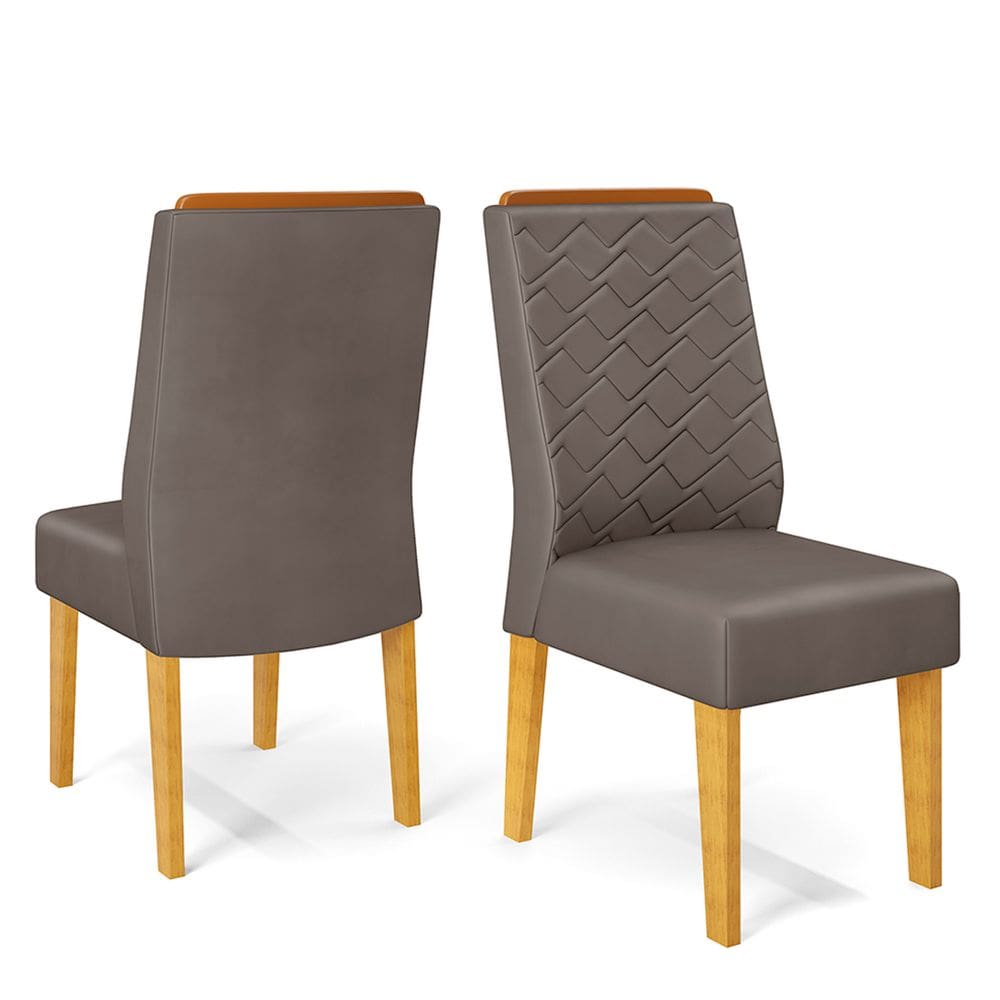 Cadeira de Jantar Estofada Lídia Conjunto com 2 Cadeiras Cedro/Veludo Lunar - DJ Móveis