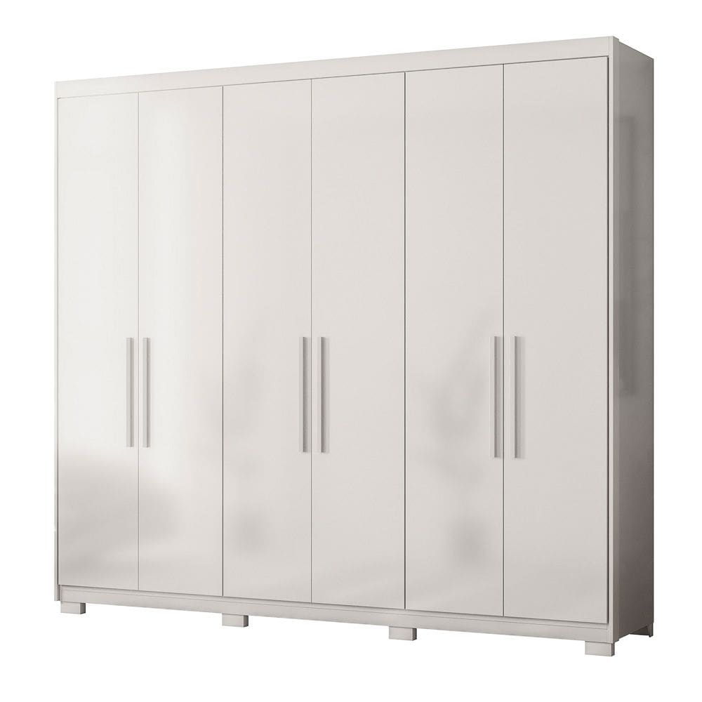 Guarda Roupa Casal 6 Portas 4 Gavetas Venice com Pés Branco - Demóbile