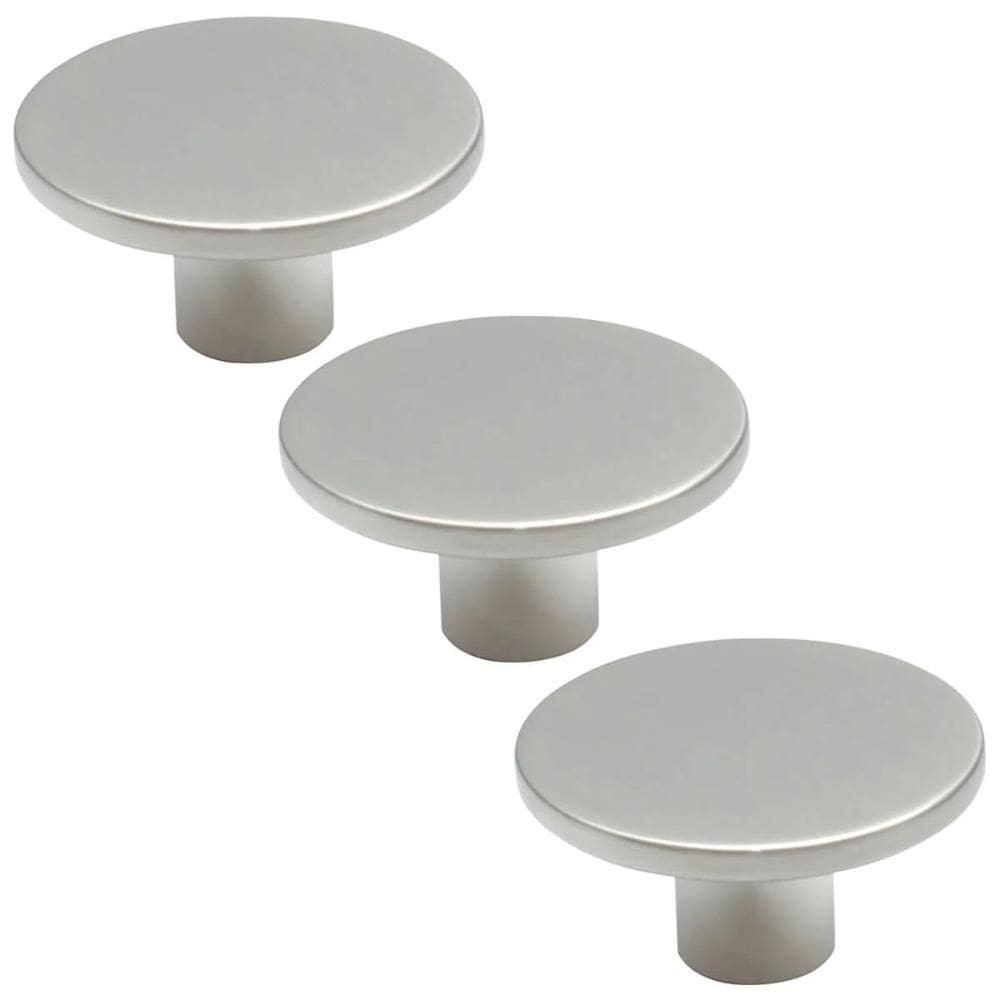 Kit 3 Puxadores 206 Naico Ponto Redondo Cromo Acetinado para Móvel Armários e Gavetas