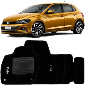 Jogo de Tapete Automotivo Carpete Polo 2018 à 2025 Soft Logo Bordado 5 Peças