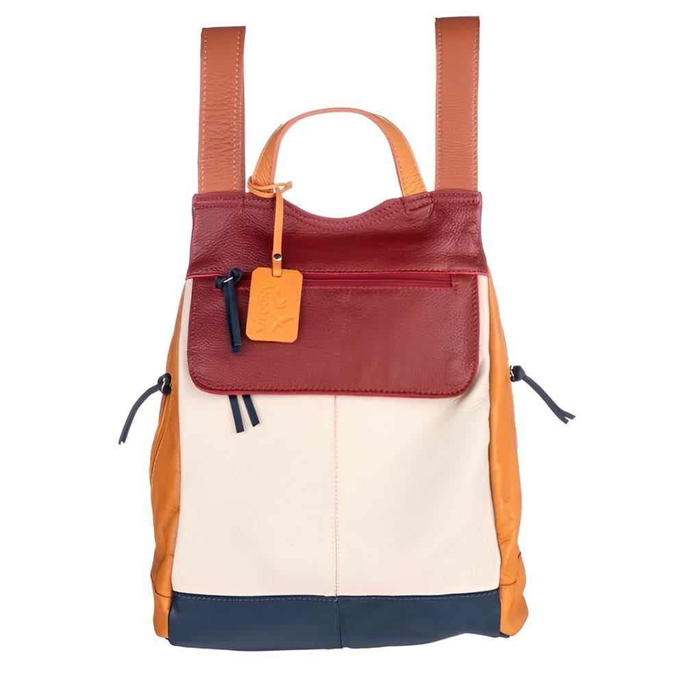 Mochila de Couro autêntico Malu Colorida Resistente e Confort