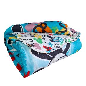 Edredom Infantil Mickey Azul Microfibra Estampado Dupla Face Solteiro Lepper