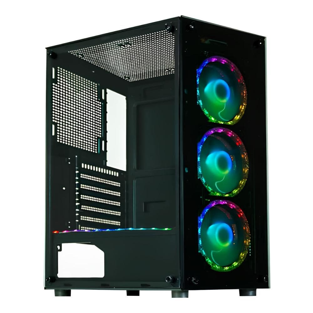 Gabinete Gamer K-Mex CG-50C5 - Vidro Temperado - ATX - 3 Coolers ARGB com Controladora - Preto