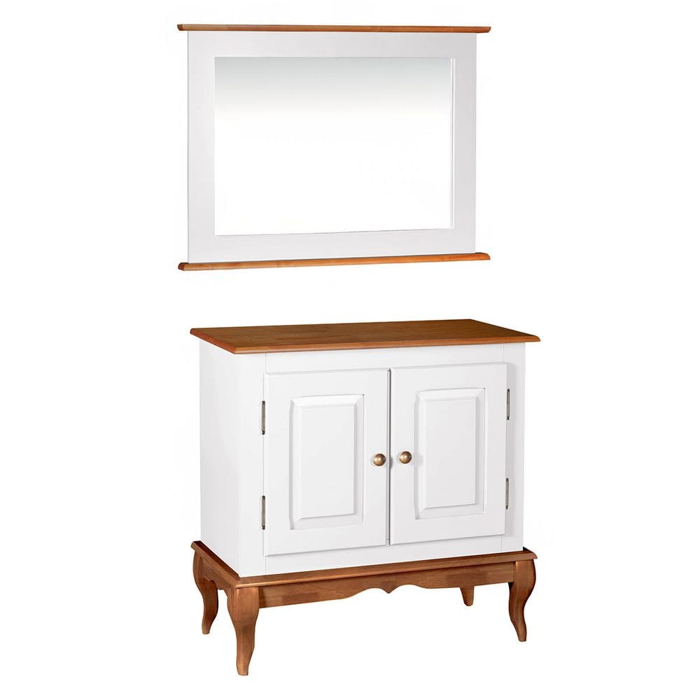 Gabinete para Banheiro com Espelheira Dália 3050 - Branco/Imbuia Glazer