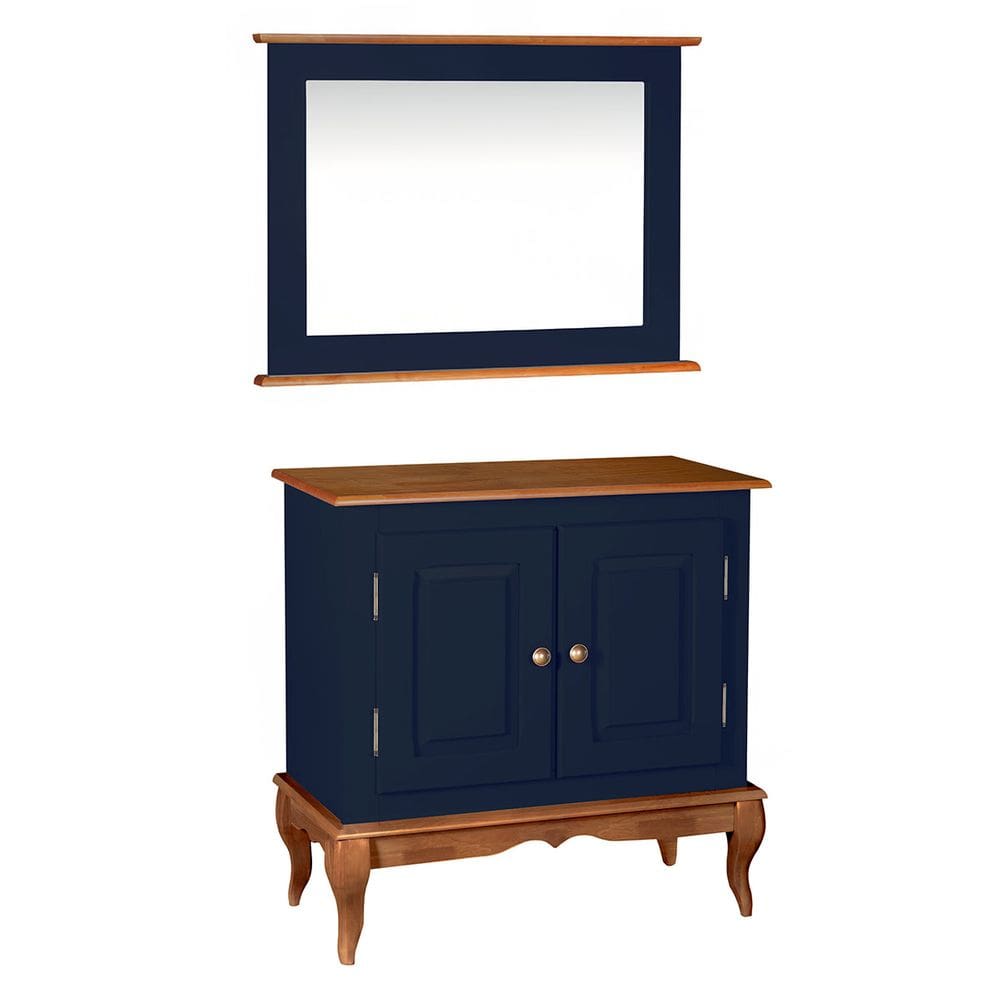 Gabinete para Banheiro com Espelheira Dália 3050 - Azul Petróleo/Imbuia Glazer