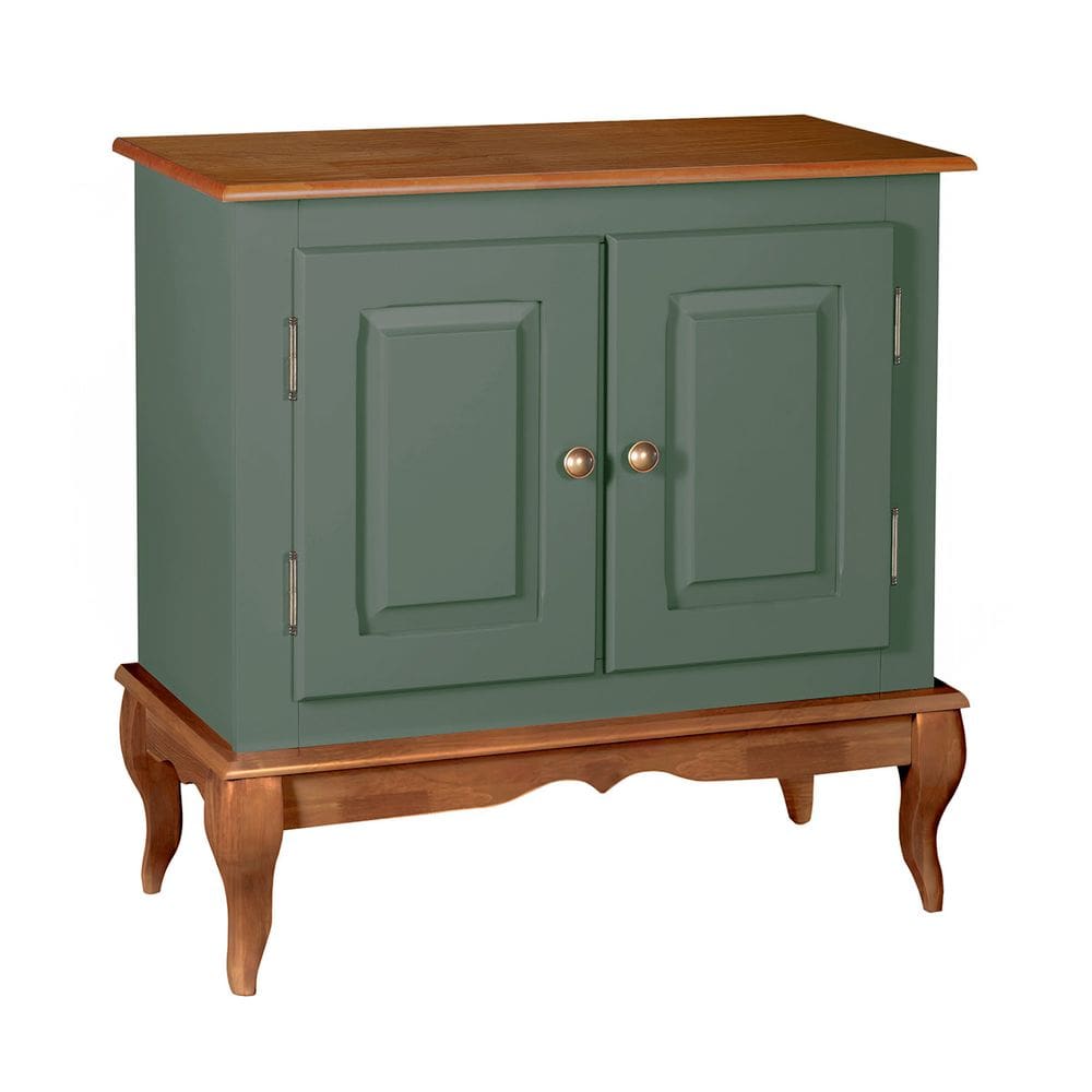Gabinete para Banheiro 2 Porta com Pés Luiz XV Dália 3050 Linz Móveis - Verde Musgo/Imbuia Glazer