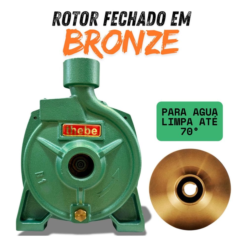 Motobomba Centrífuga Thebe B-15 Rotor Bronze 2cv Mono 127/220v