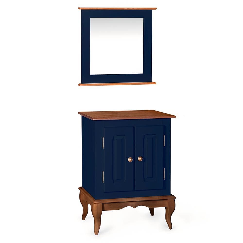 Gabinete para Banheiro 2 Portas com Espelheira Dália 3057- Azul Petróleo/Imbuia Glazer