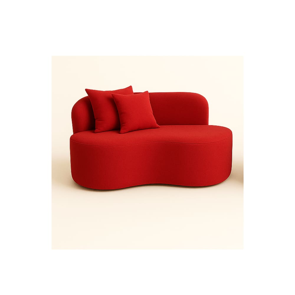 Sofá Decorativo Curvo Orgânico Nature Gaia Veludo Vermelho - Montanaris Decor