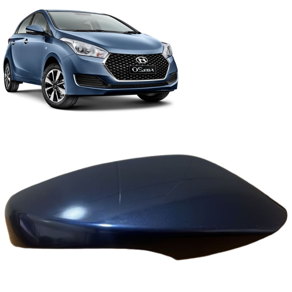 Capa Retrovisor Hb20 2012 A 2019 Com Furo Azul Ocean Direito