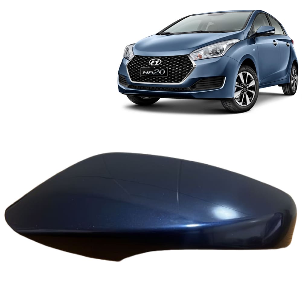 Capa Retrovisor Hb20 2012 A 2019 C/ Furo Azul Ocean Esquerdo