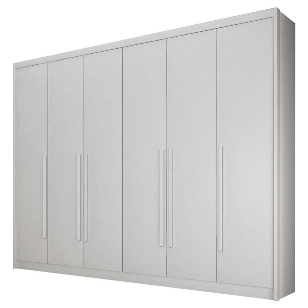 Guarda Roupa Casal Bragança 6 Portas 8 Gavetas Neve - Novo Horizonte