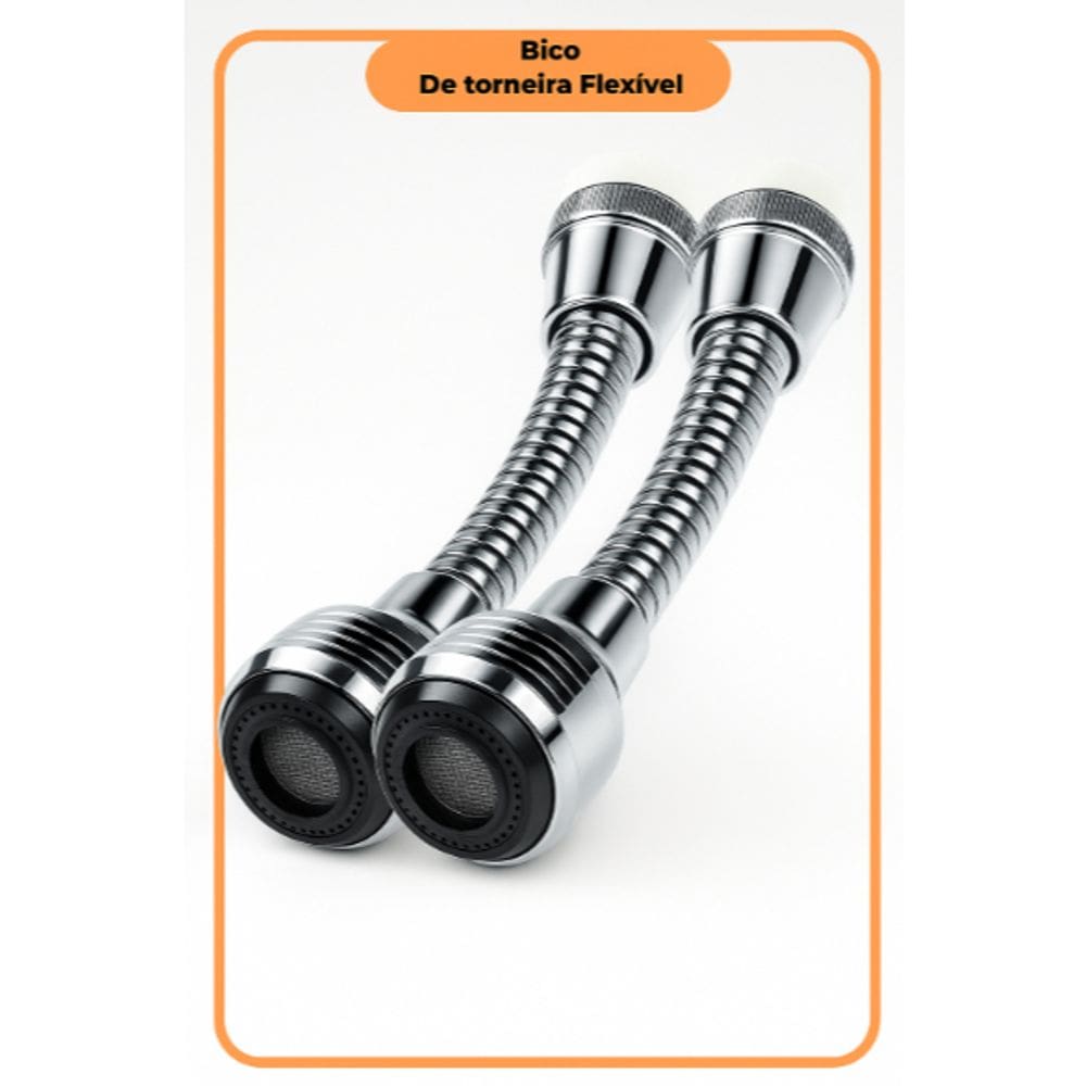 Kit 2 Chuveirinho Bico Extensor Arejador Articulado Para Torneira Pia Cozinha Lavatório ABS Cromado