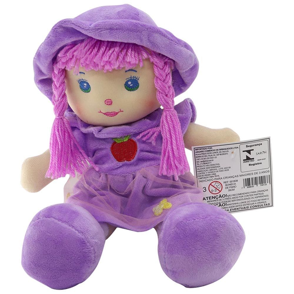 Boneca de Pano Princesa Lilás 35cm