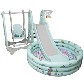 Playground Infantil 4 em 1 Escorregador Balanço Cesta Basquete Piscina Bolinha Importway BWPLP-4X1