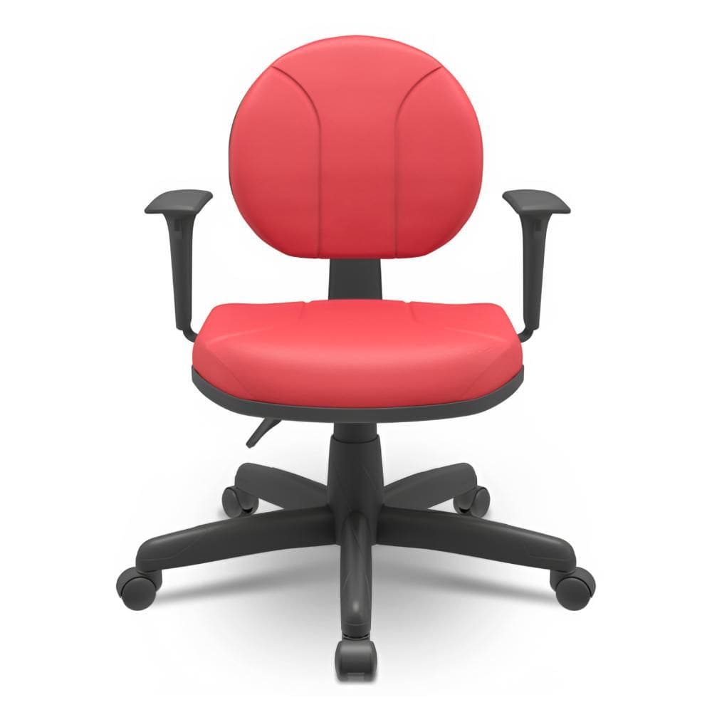 Cadeira Operativa Executiva Backplax Com Braço Couro Vermelho - Plaxmetal