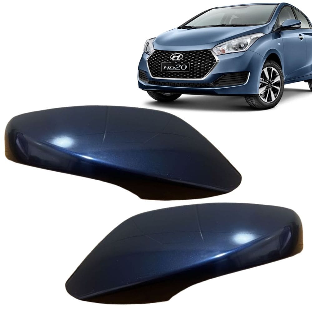Par Capa Retrovisor Hb20 2012 A 2019 Com Furo Azul Ocean
