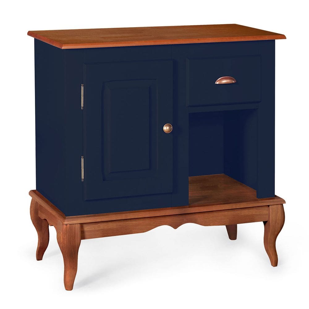 Gabinete para Banheiro 1 Porta 1 Gaveta com Pés Luiz XV Dália 3064 - Azul Petróleo/Imbuia Glazer