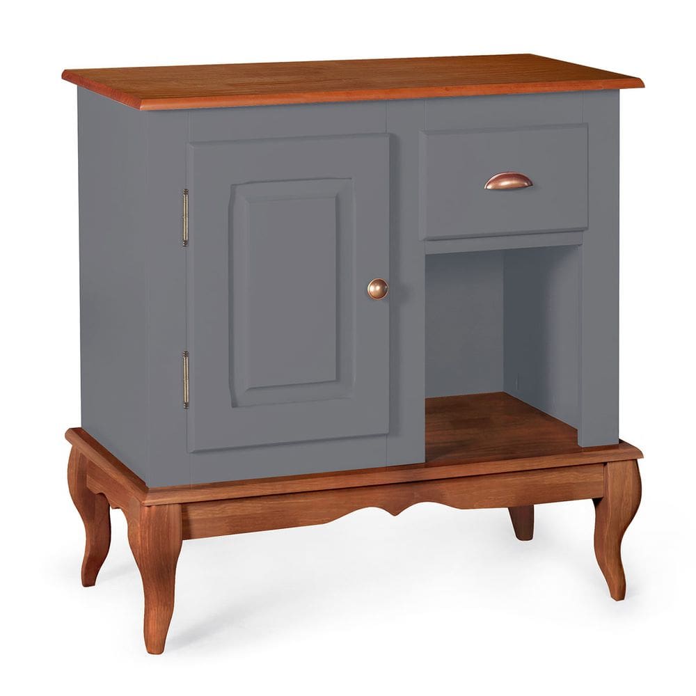Gabinete para Banheiro 1 Porta 1 Gaveta com Pés Luiz XV Dália 3064 - Cinza/Imbuia Glazer