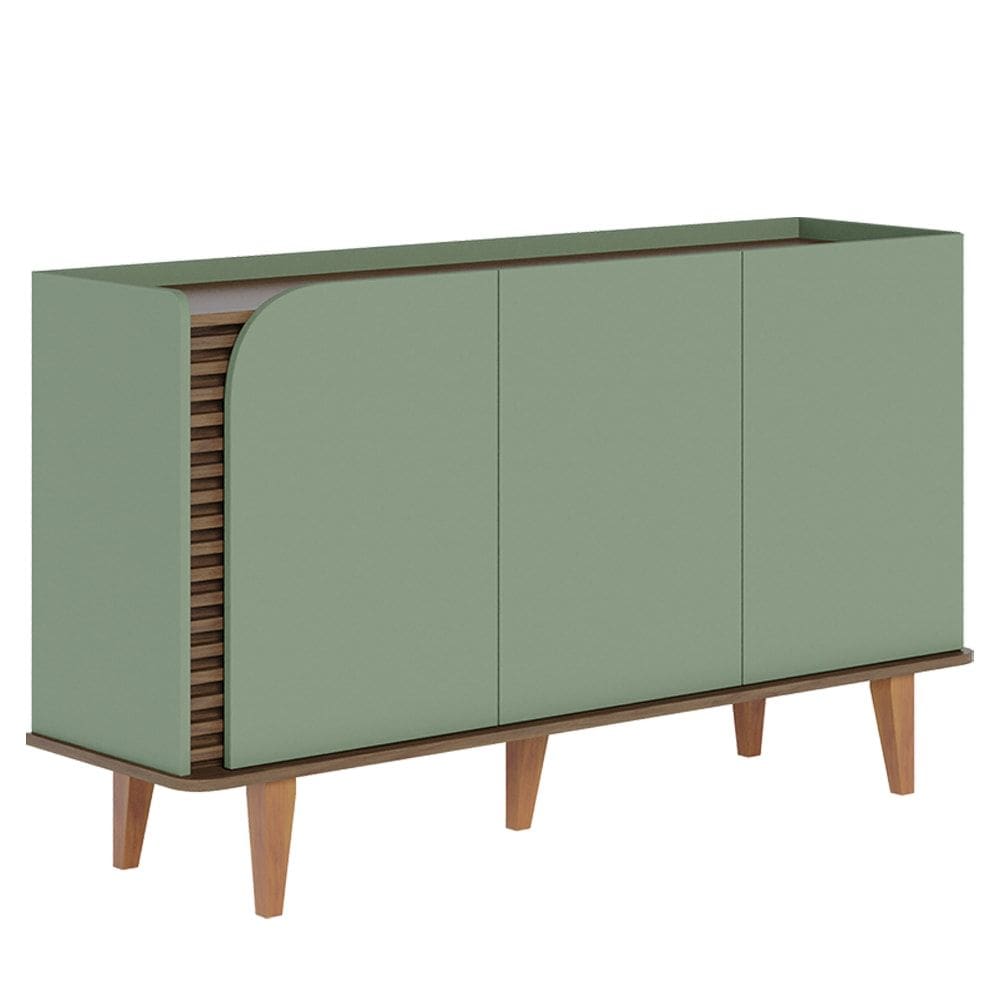 Balcão Aparador Buffet 3 Portas 136 cm Jurere Hortela Amendoa Colibri