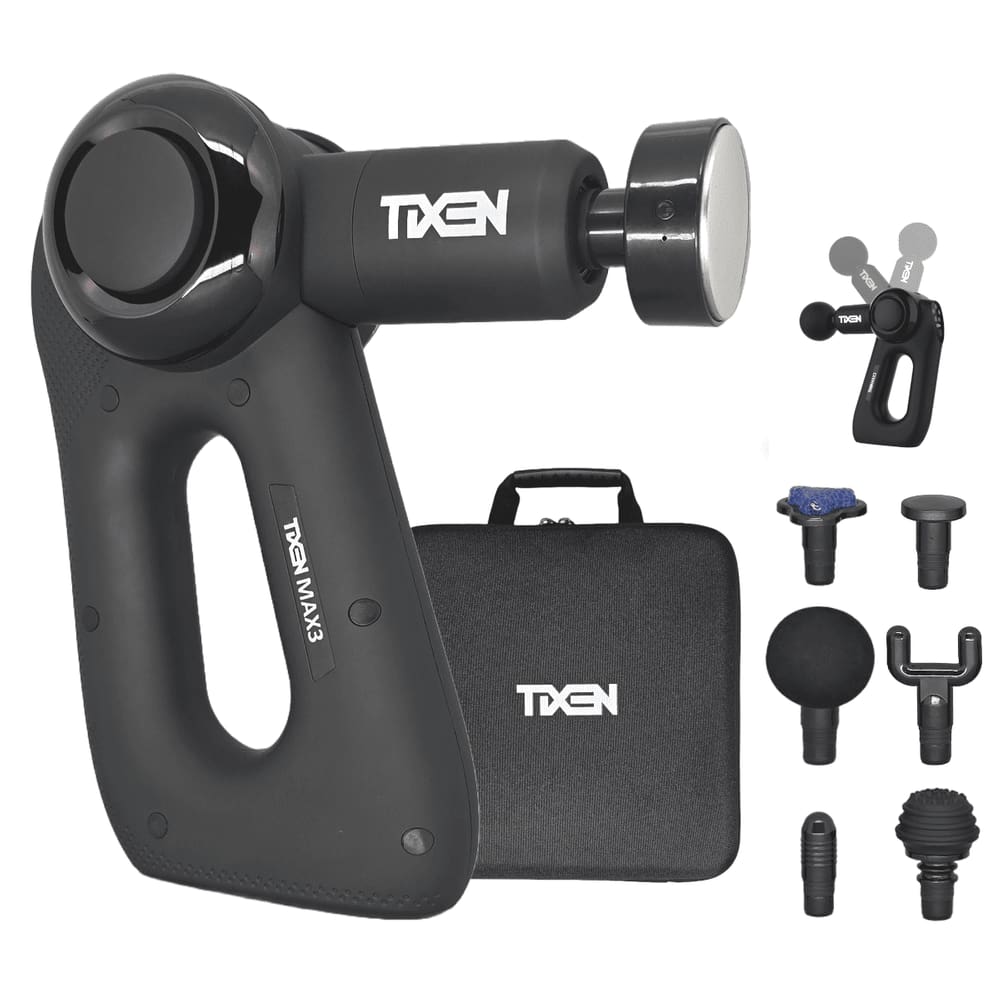 Tixen Max 3 Massageador Elétrico Portátil com Braço Ajustável  7 Ponteiras Incluindo Calor e Frio Massagem Muscular
