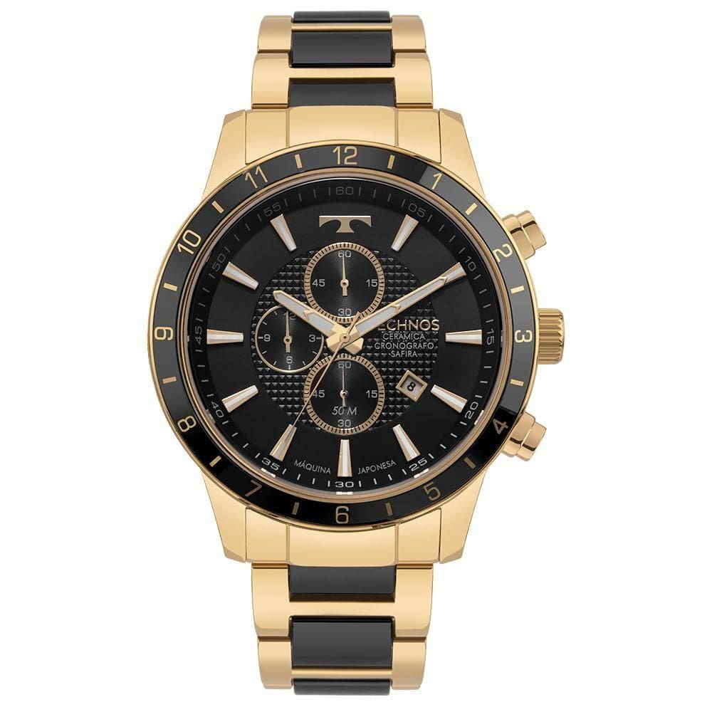 Relógio Technos Masculino Ceramic Sapphire Dourado - Os1abx/1p
