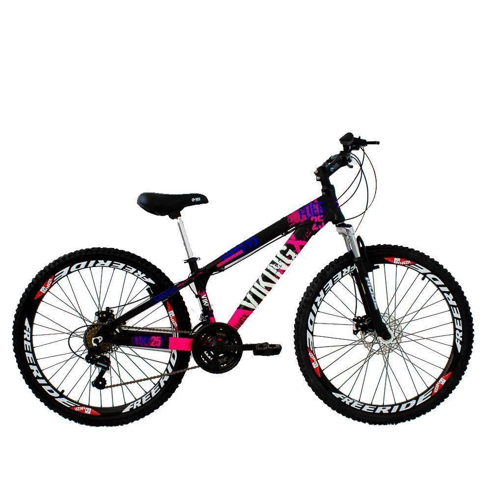 Bicicleta X Tuff25/30 Freeride Aro 26 Preto Rosa 21v Viking