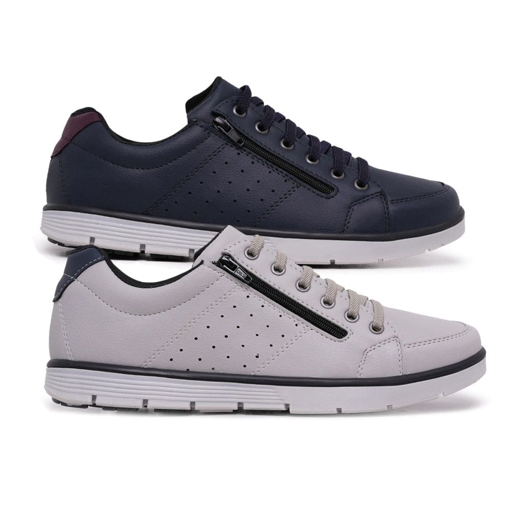 Kit 2 Sapatênis Casual Social Conforto com Cadarço e Zíper