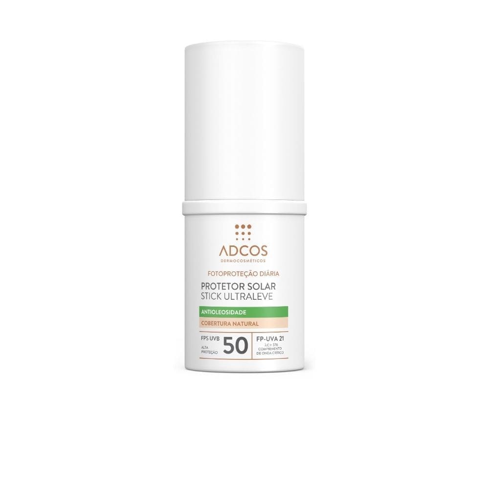 Protetor Solar Adcos Stick Ultraleve Antioleosidade Cobertura Natural FPS50 15g