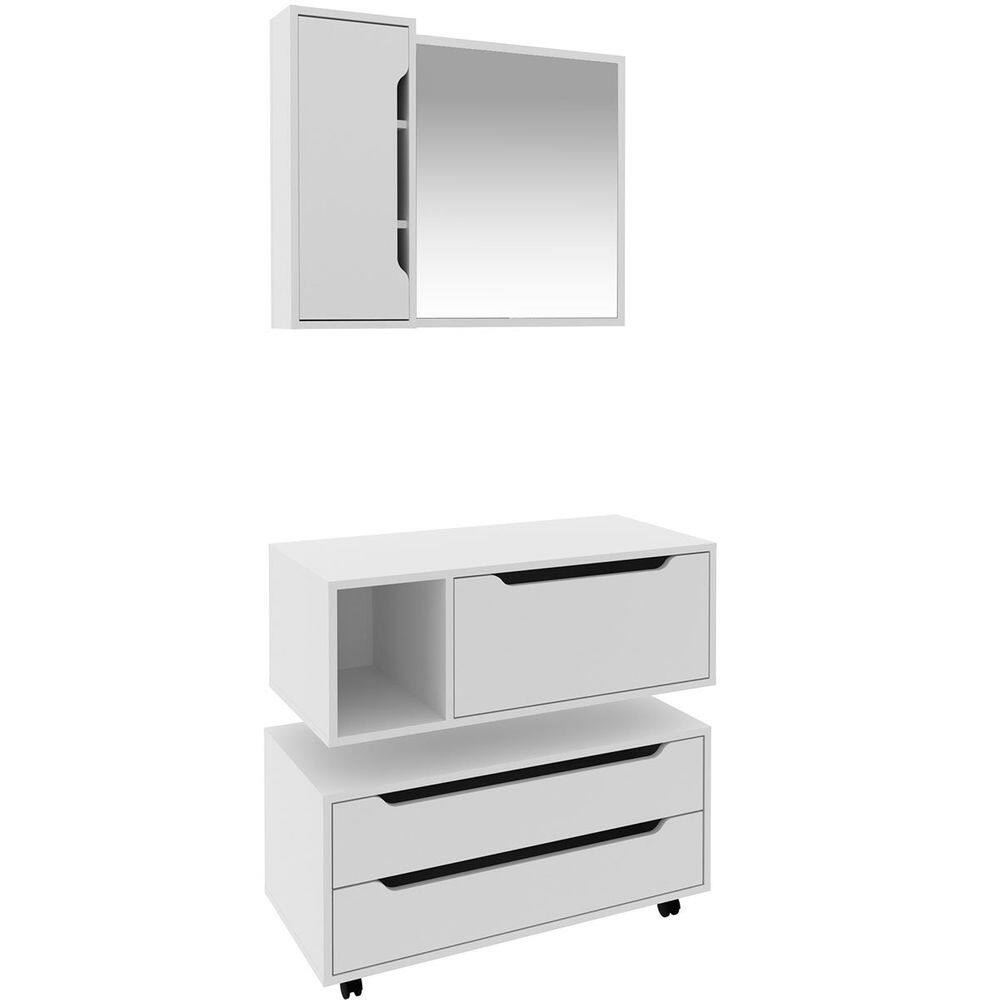 Kit Gabinete Balcão e Espelheira de Banheiro 80 cm Karina