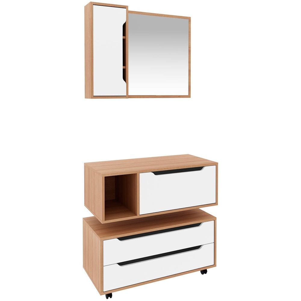 Kit Gabinete Balcão e Espelheira de Banheiro 80 cm Karina
