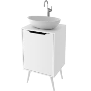 Gabinete para Banheiro 45 cm Cuba Redonda 1 Porta Retrô