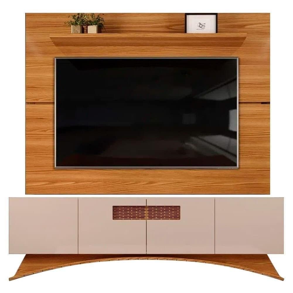 Rack Aurora 4 Portas Com Painel Para Até 70 Polegadas Vitório Carvalho 180cm