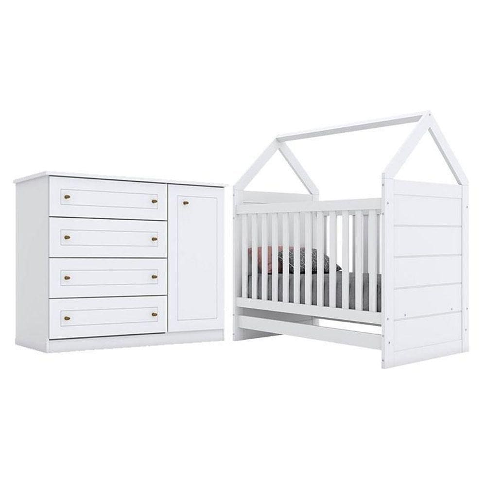 Berço Montessoriano E Cômoda Infantil Americano Branco – Henn