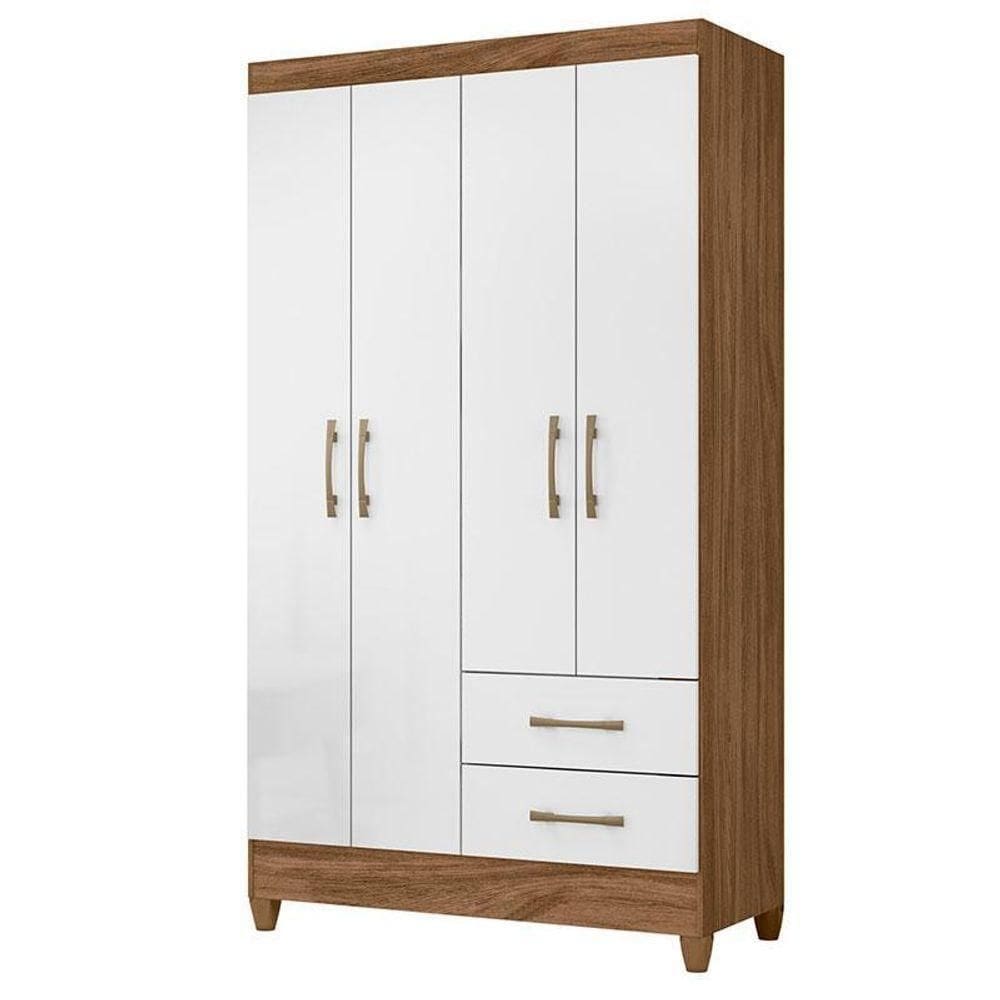 Guarda Roupa Solteiro Chile 4 Portas Branco - Moval